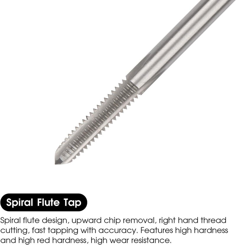 Winfox 8-40 UNStraight Flute Thread Tap and 3.5mm Twist Drill Bit Set, Metric Titanium Plated 6542 High Speed Steel Machine Screw Thread Tap Threading Drilling Tool - Image 2